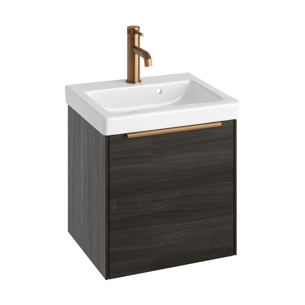 Product Cut out image of the Abacus Concept Simple S3 Lava 450mm Basin & Vanity Unit with a Brushed Bronze Furniture Handle
